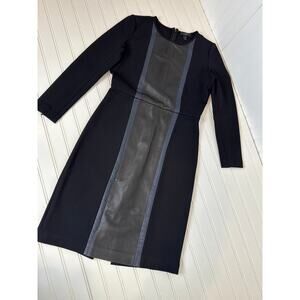 J. Crew Leather Panel Dress Black Bodycon Stretch Career Chic Workwear Size 2